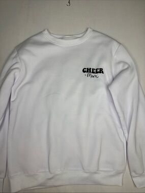 White Crewneck Sweatshirt with Black "CHEER Mom" Print